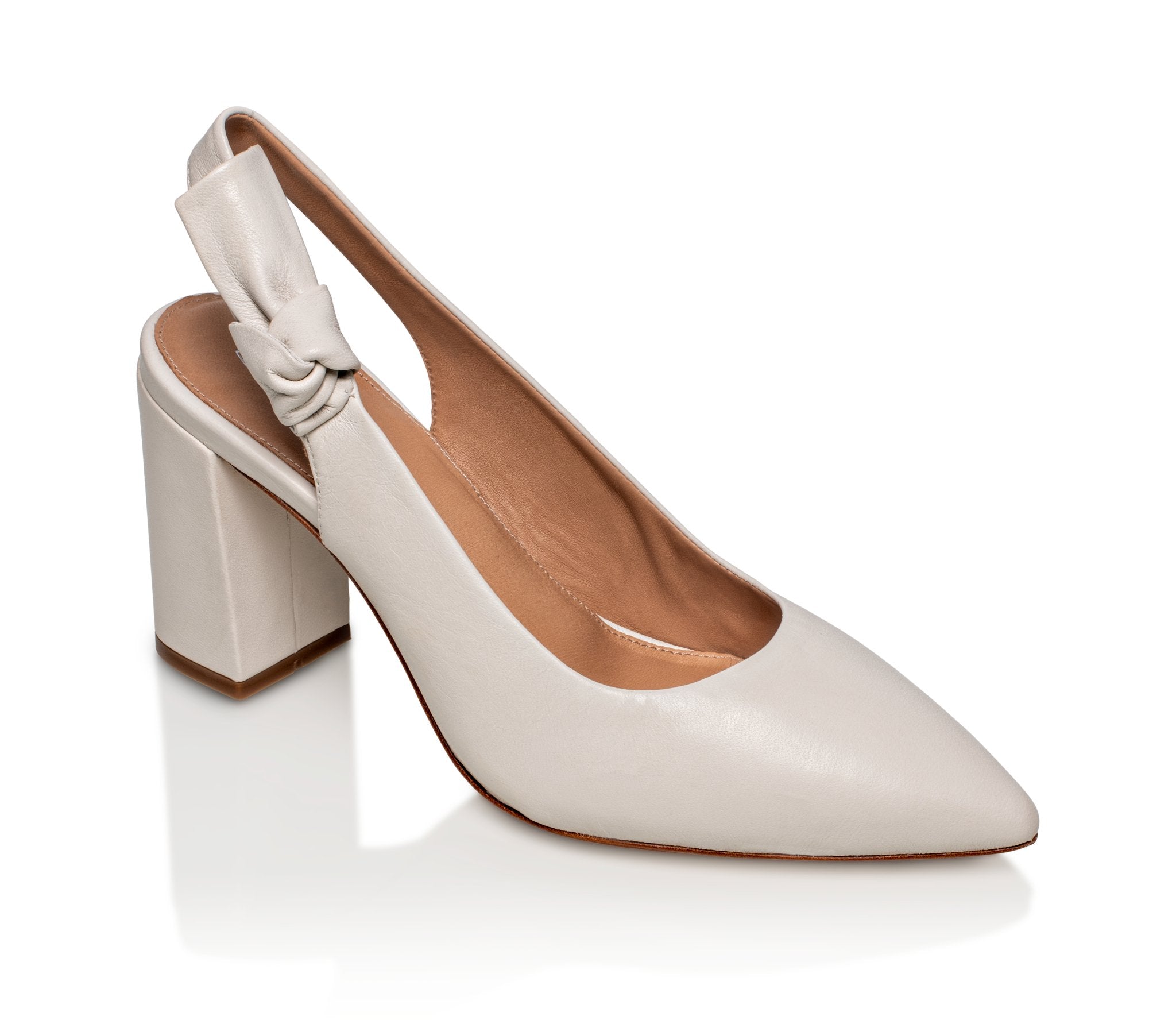 Daphne Leather Slingback Pump Off-White Joan Oloff Beige Heels Comfort Career