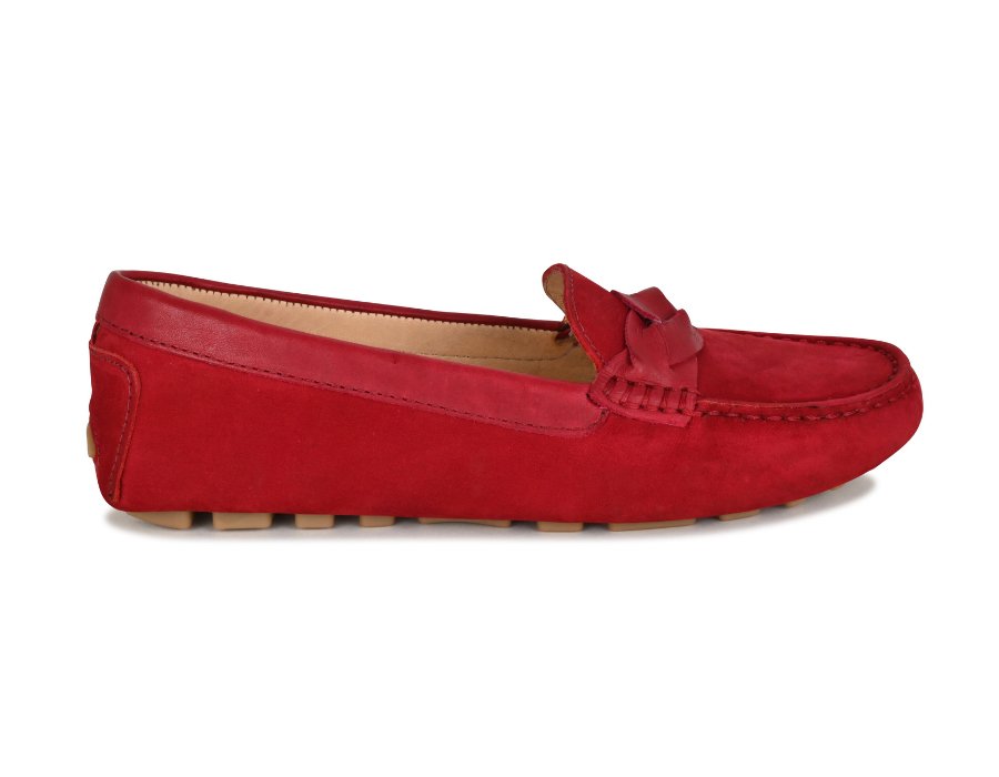 PIPER Leather Driving Loafers Bordeaux Red Mocs Shoes Joan Oloff