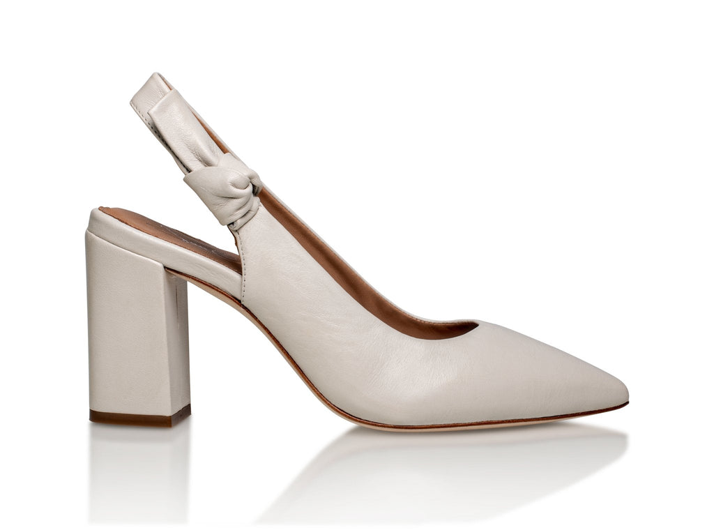 Daphne Leather Slingback Pump Off-White Joan Oloff Beige Heels Comfort Career