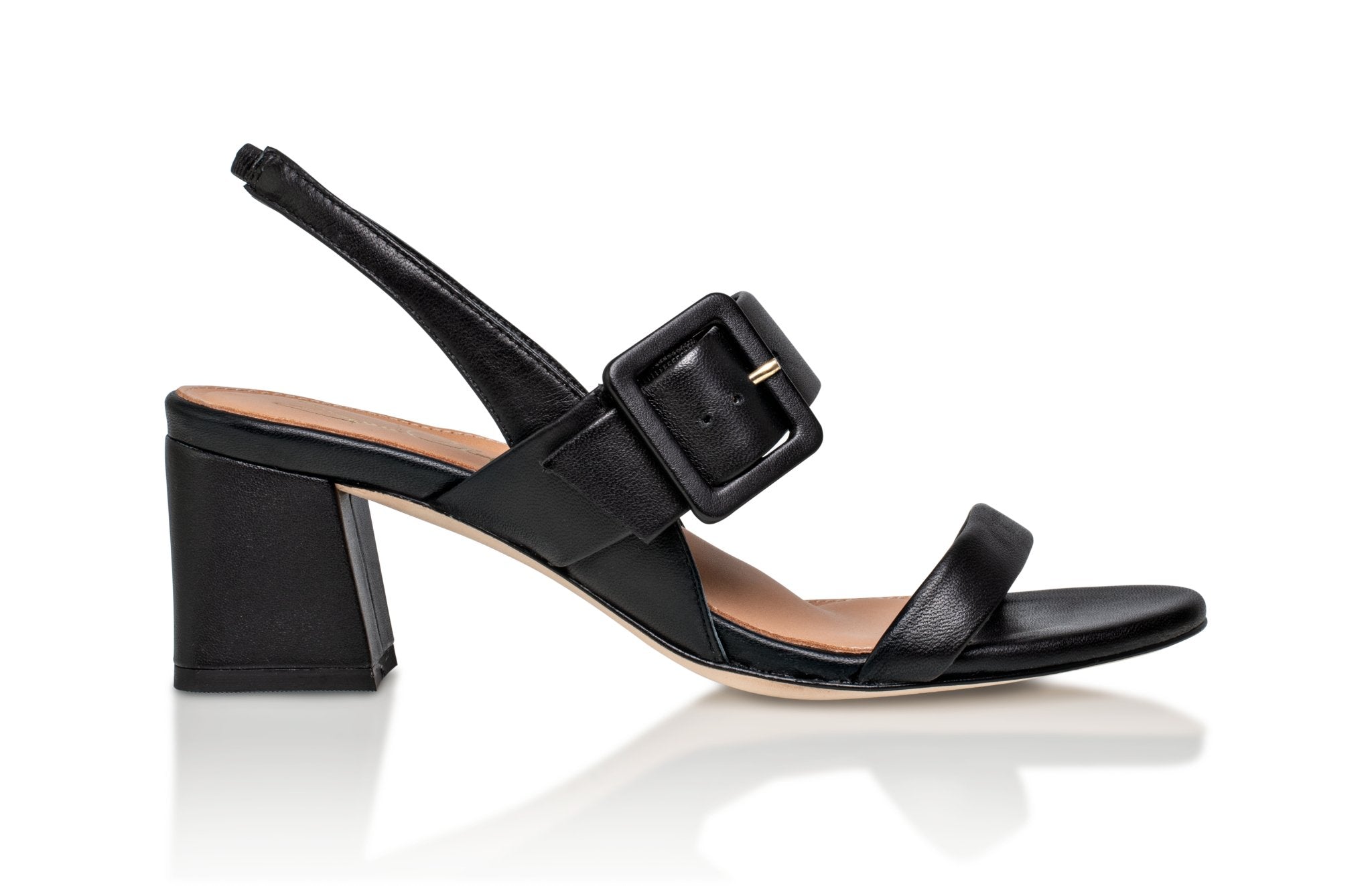 Greyson Black Luxury Soft Kid Nappa Joan Oloff heels Slingbacks Sandals Shoes