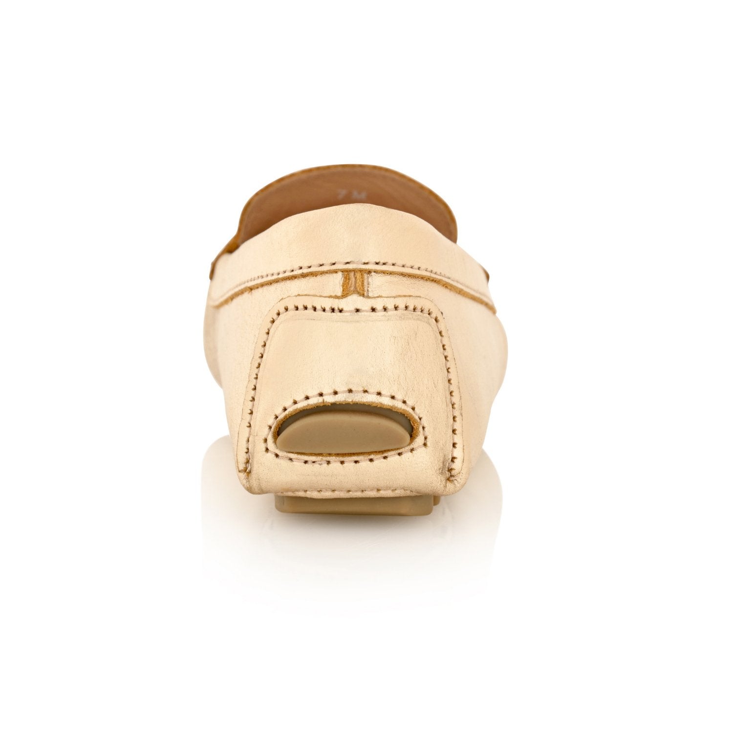 PIPER Leather Driving Loafers Mocs Gold Metallic Bone Shoes Joan Oloff