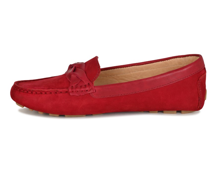 PIPER Leather Driving Loafers Bordeaux Red Mocs Shoes Joan Oloff