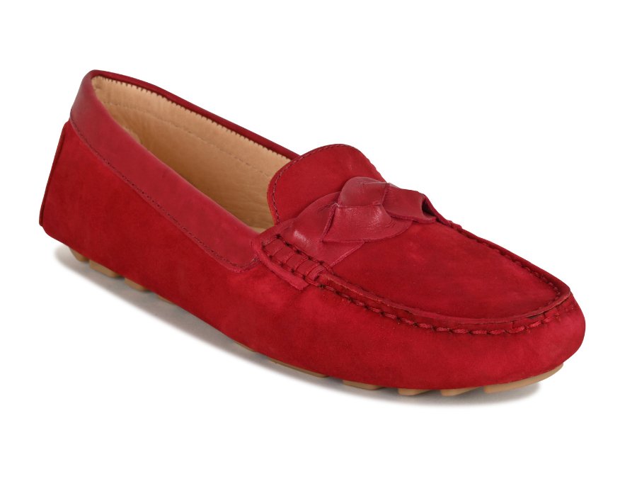 PIPER Leather Driving Loafers Bordeaux Red Mocs Shoes Joan Oloff