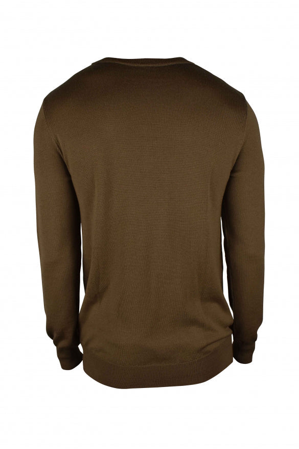 Balmain Paris Men's Sweater khaki logo wool pullover