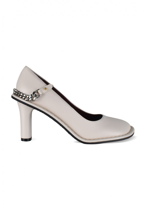 Stella Mccartney ladies Ryder Pumps heels shoes off-white with silver chain