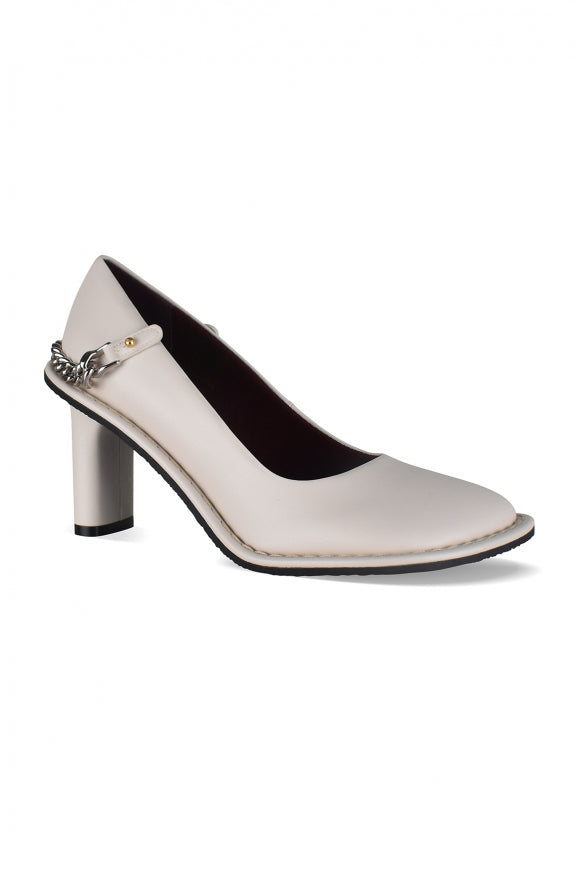 Stella Mccartney ladies Ryder Pumps heels shoes off-white with silver chain