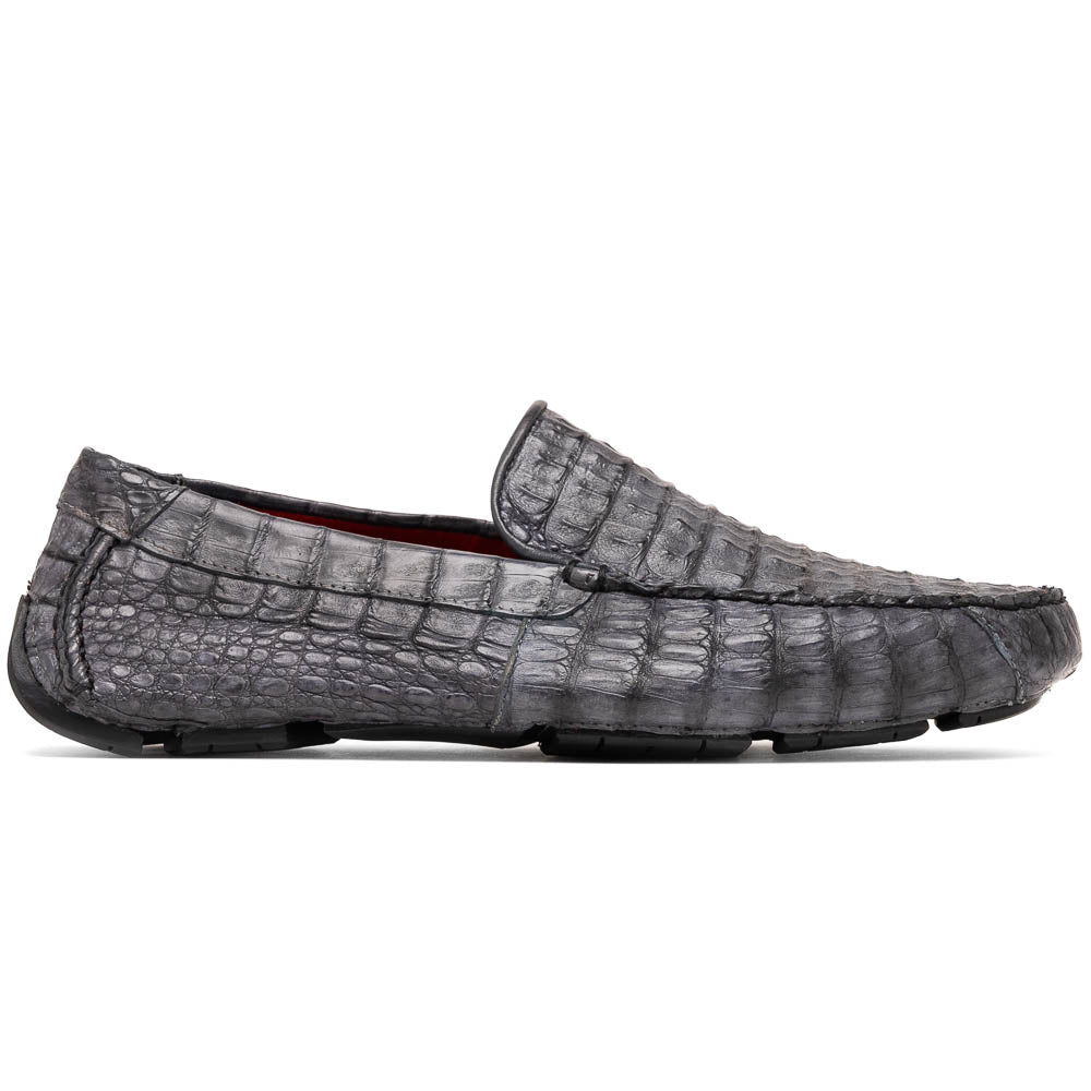 Remo Gray men's driving mocs shoes genuine Caiman crocodile slip-ons