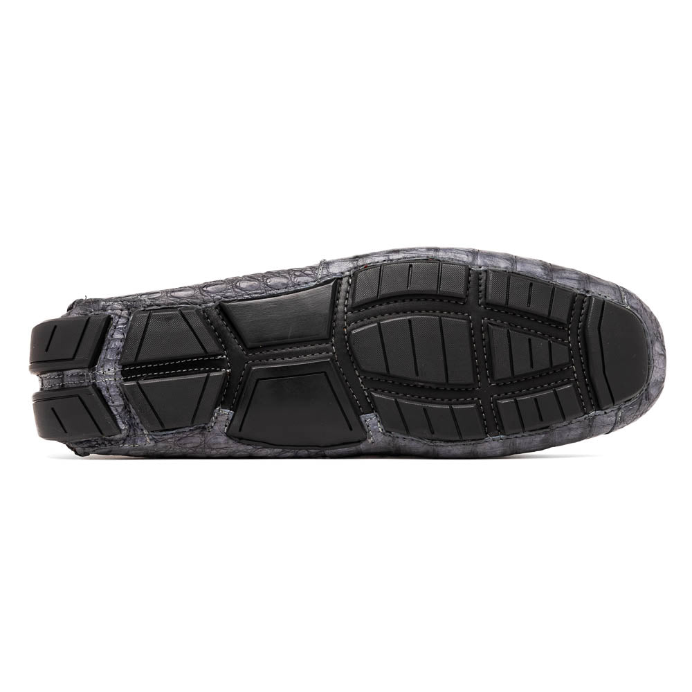 Remo Gray men's driving mocs shoes genuine Caiman crocodile slip-ons