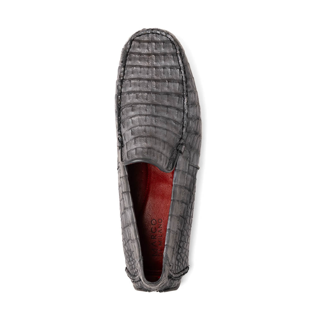 Remo Gray men's driving mocs shoes genuine Caiman crocodile slip-ons