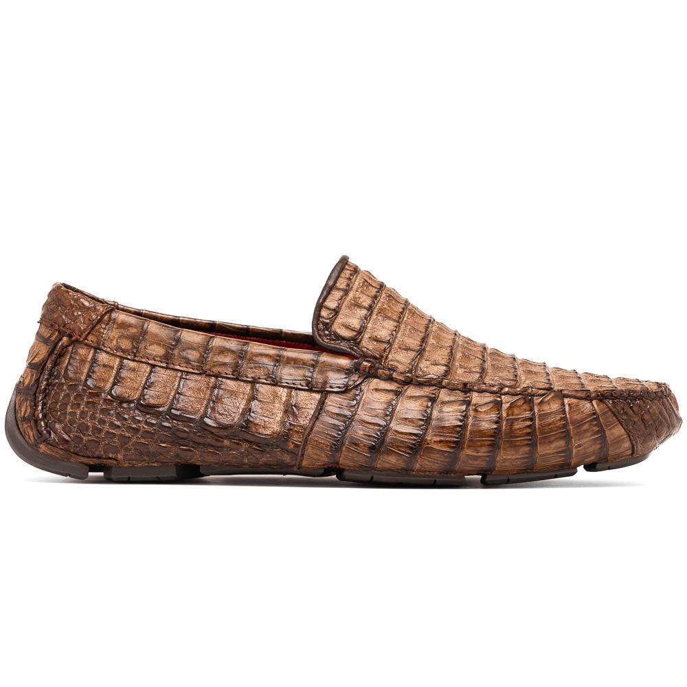 Remo Washed Brown driving mocs shoes genuine caiman crocodile men's Milano