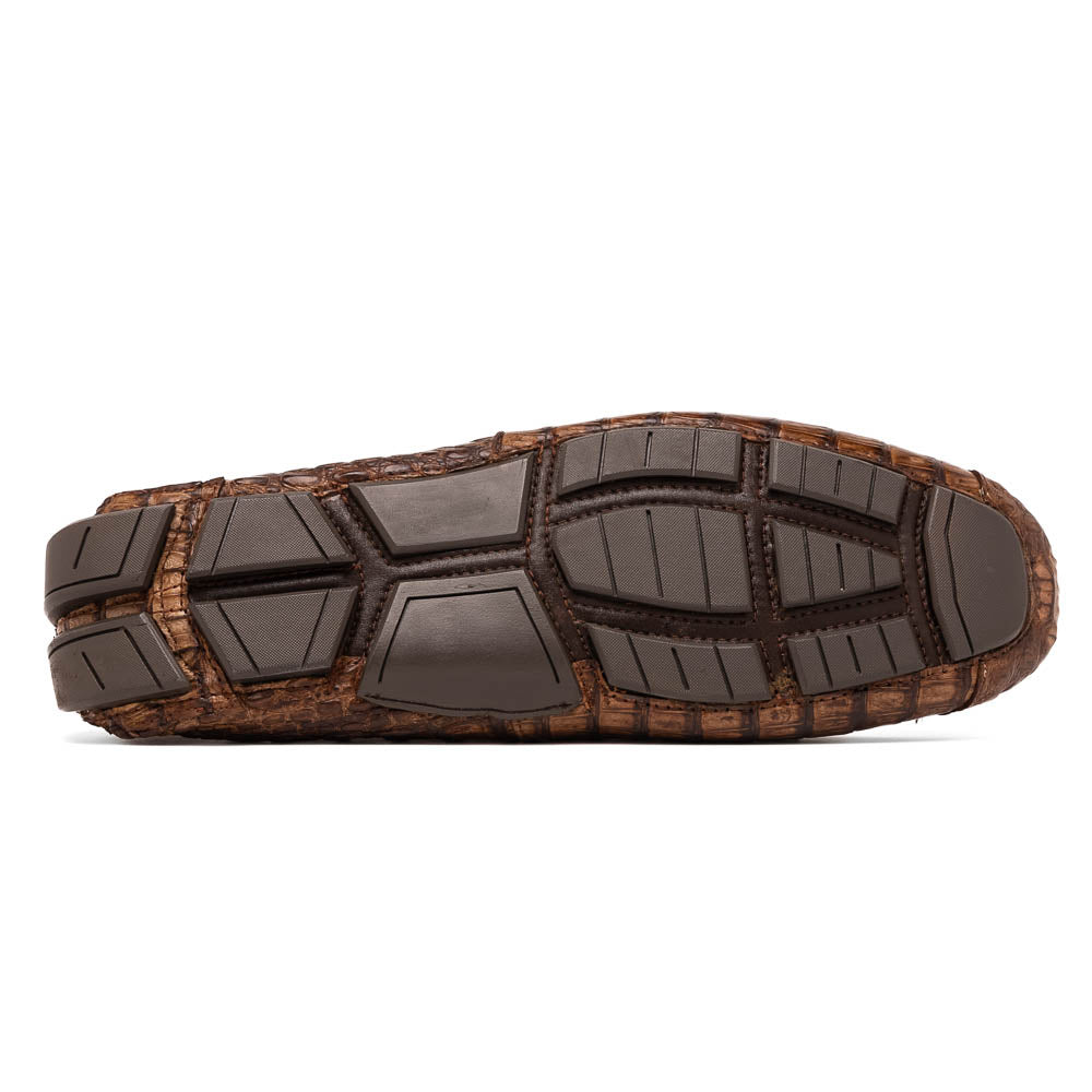Remo Washed Brown driving mocs shoes genuine caiman crocodile men's Milano