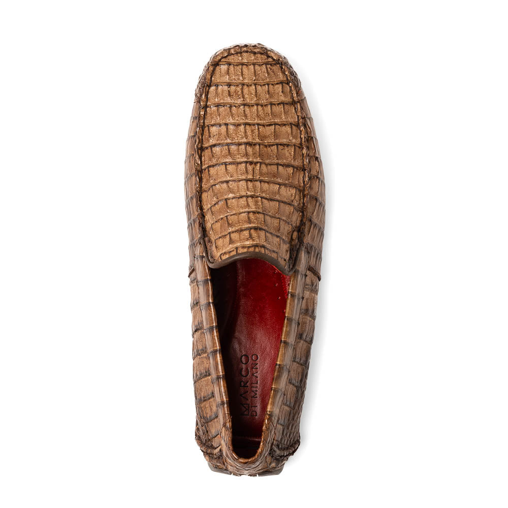 Remo Washed Brown driving mocs shoes genuine caiman crocodile men's Milano