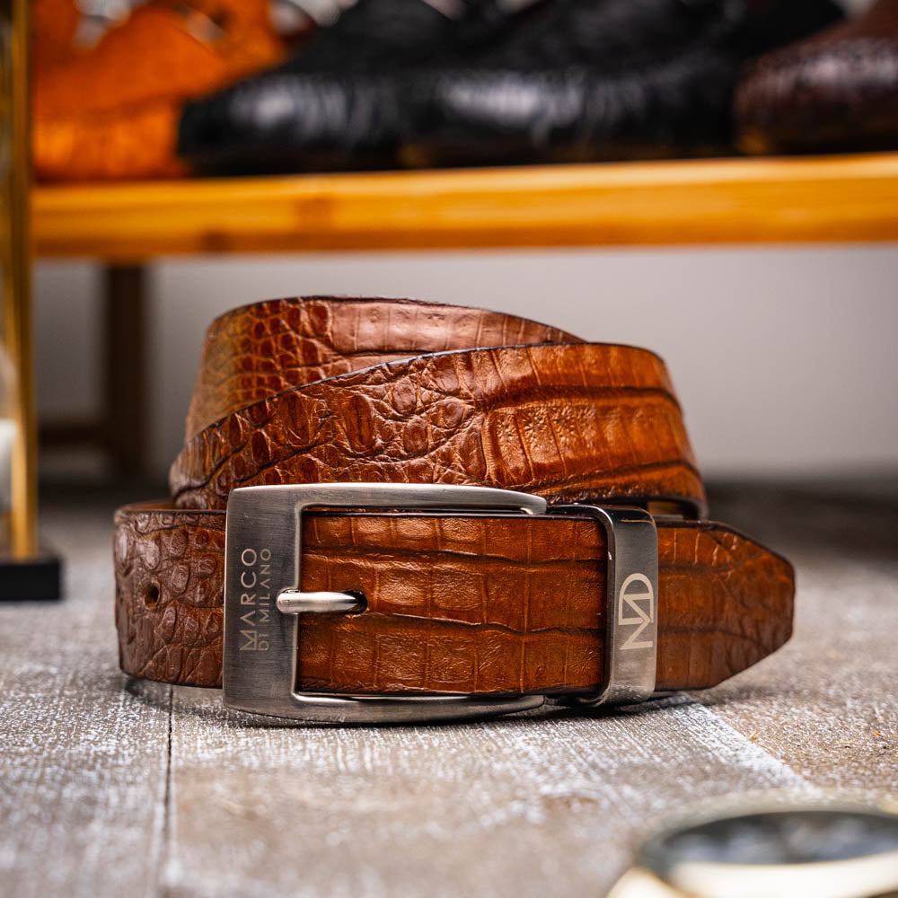 Riccardo Belt Bay Apache men's genuine Caiman western