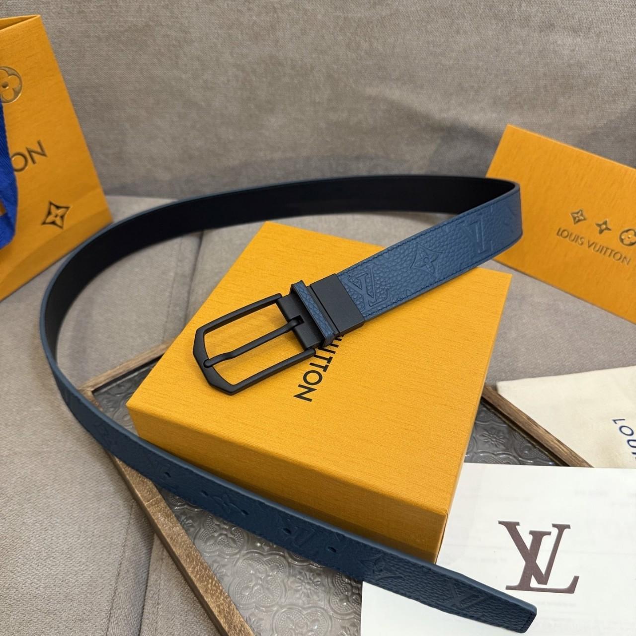 LV belt men's Blue/Black reversible Louis Vuitton 110CM 33-35"
