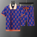 Blue and Orange Gucci Polo Shirt & shorts set