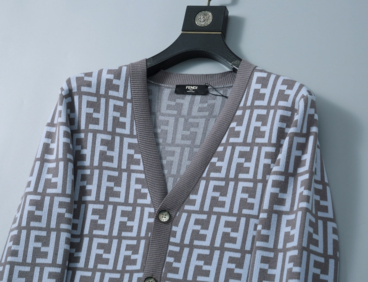 Fendi Cardigan Sweater Purple Black Medium Unisex Men's