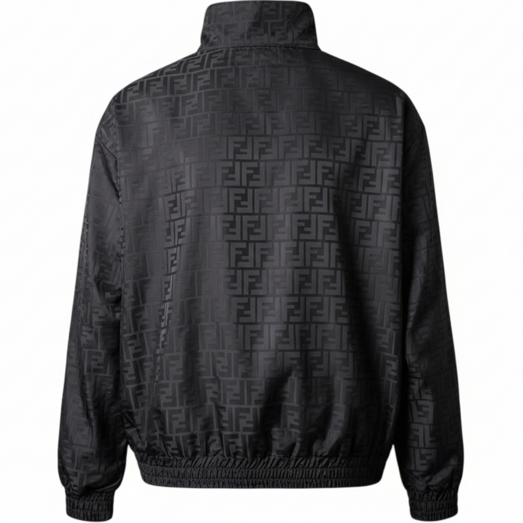 Fendi jacket Men's black zip-up jacket Large unisex coat nylon