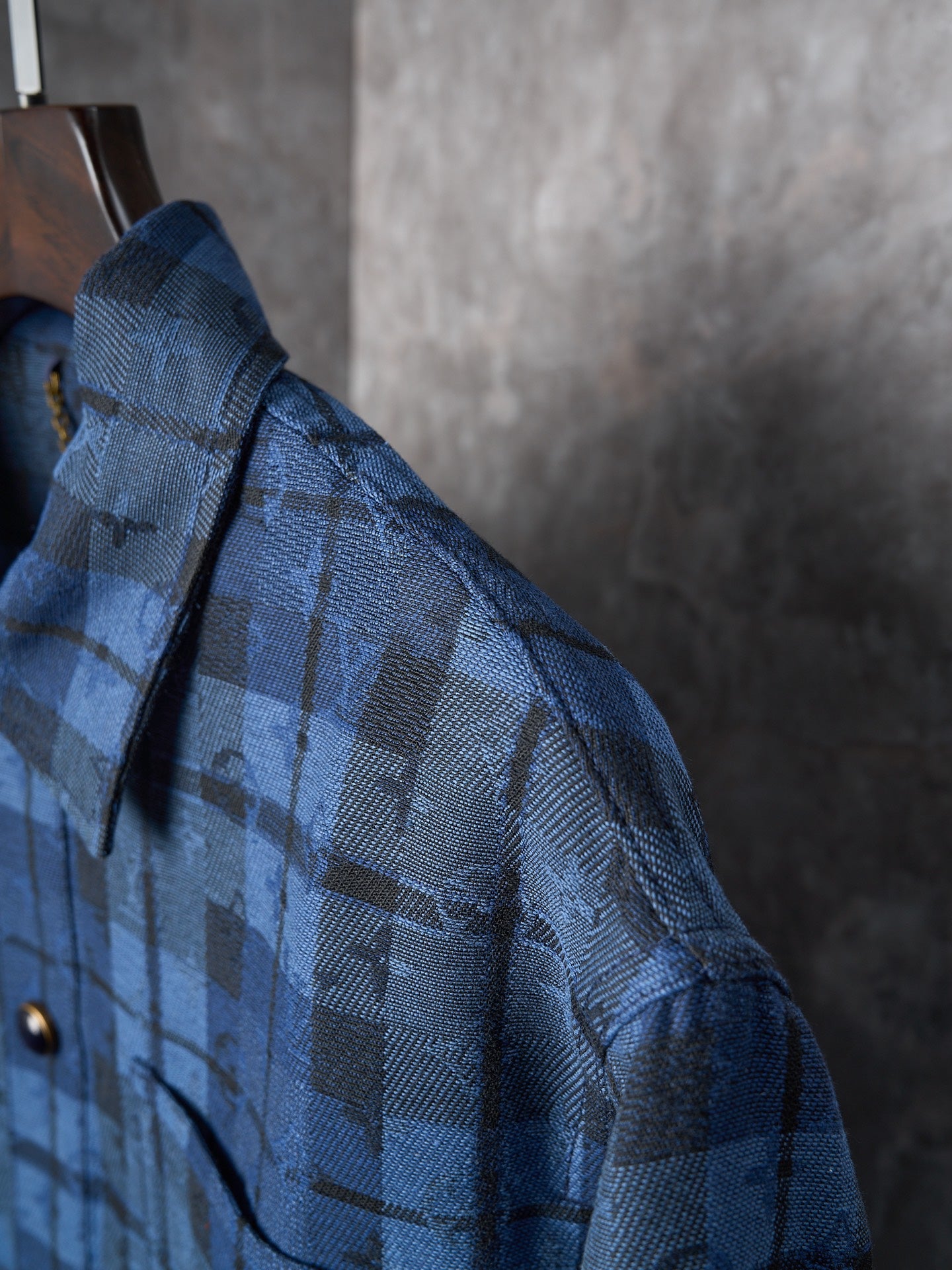 LV Monogram Tartan Denim Overshirt Shacket Jacket Blue Men's M L