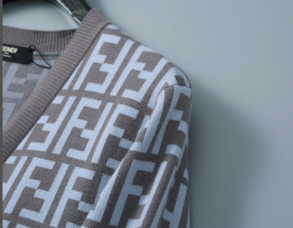 Fendi Cardigan Sweater Purple Black Medium Unisex Men's