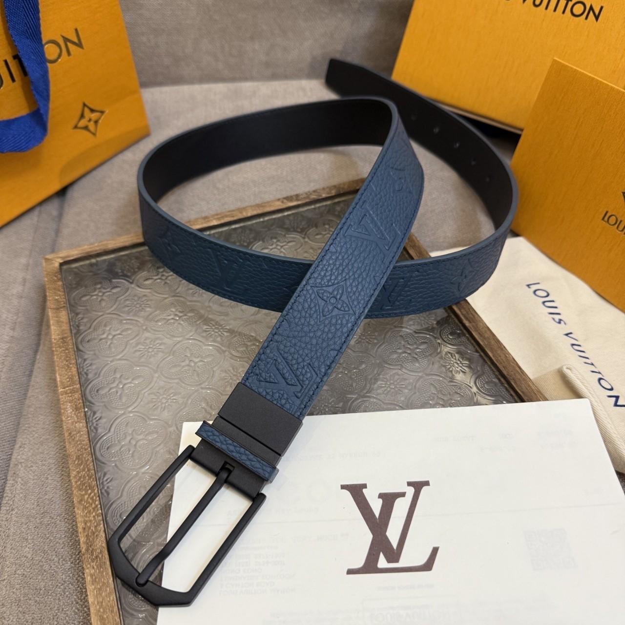 LV belt men's Blue/Black reversible Louis Vuitton 110CM 33-35"