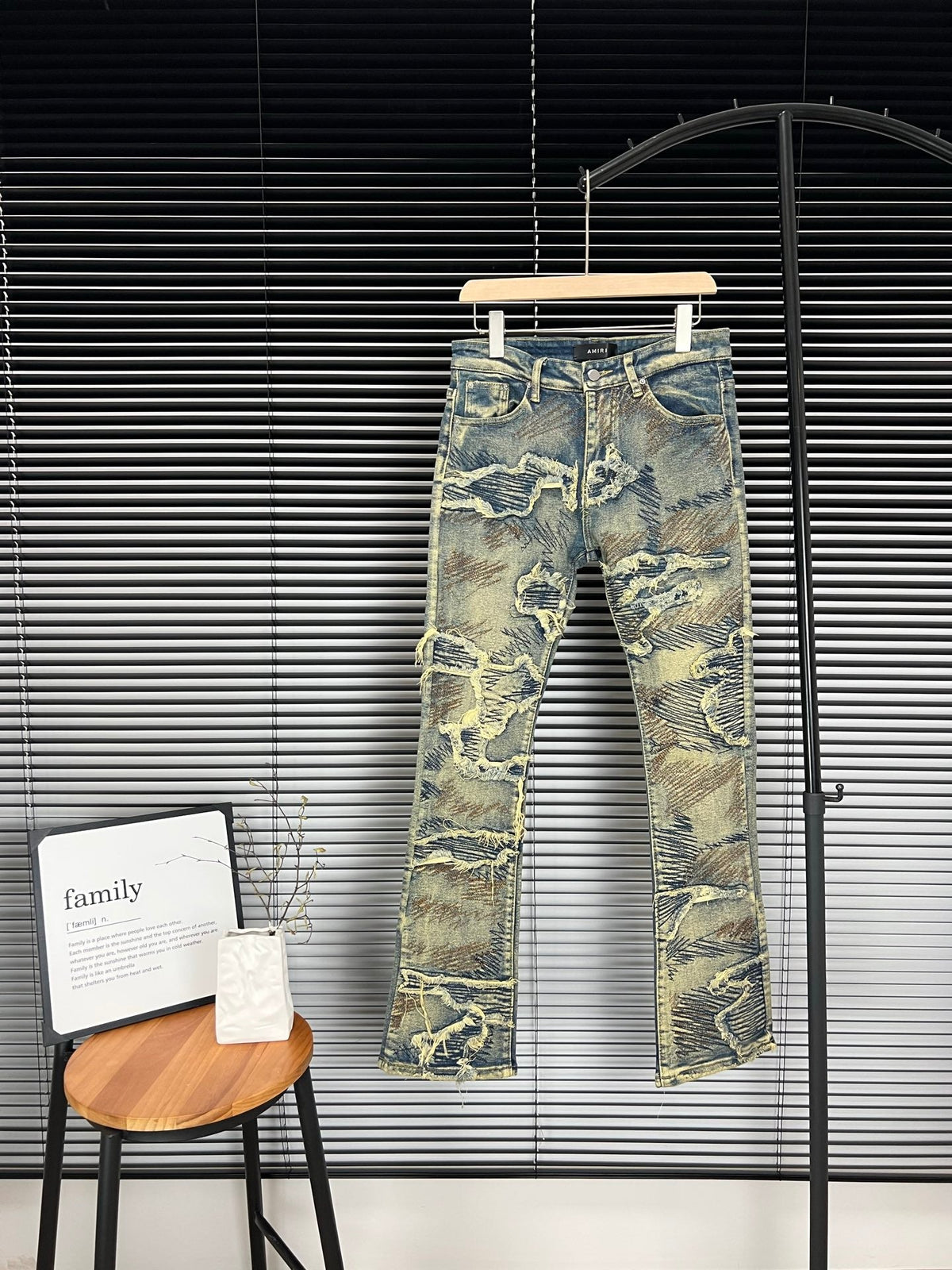 AMIRI Embroidered Stretchy Slim Fit Flared Jeans Men's