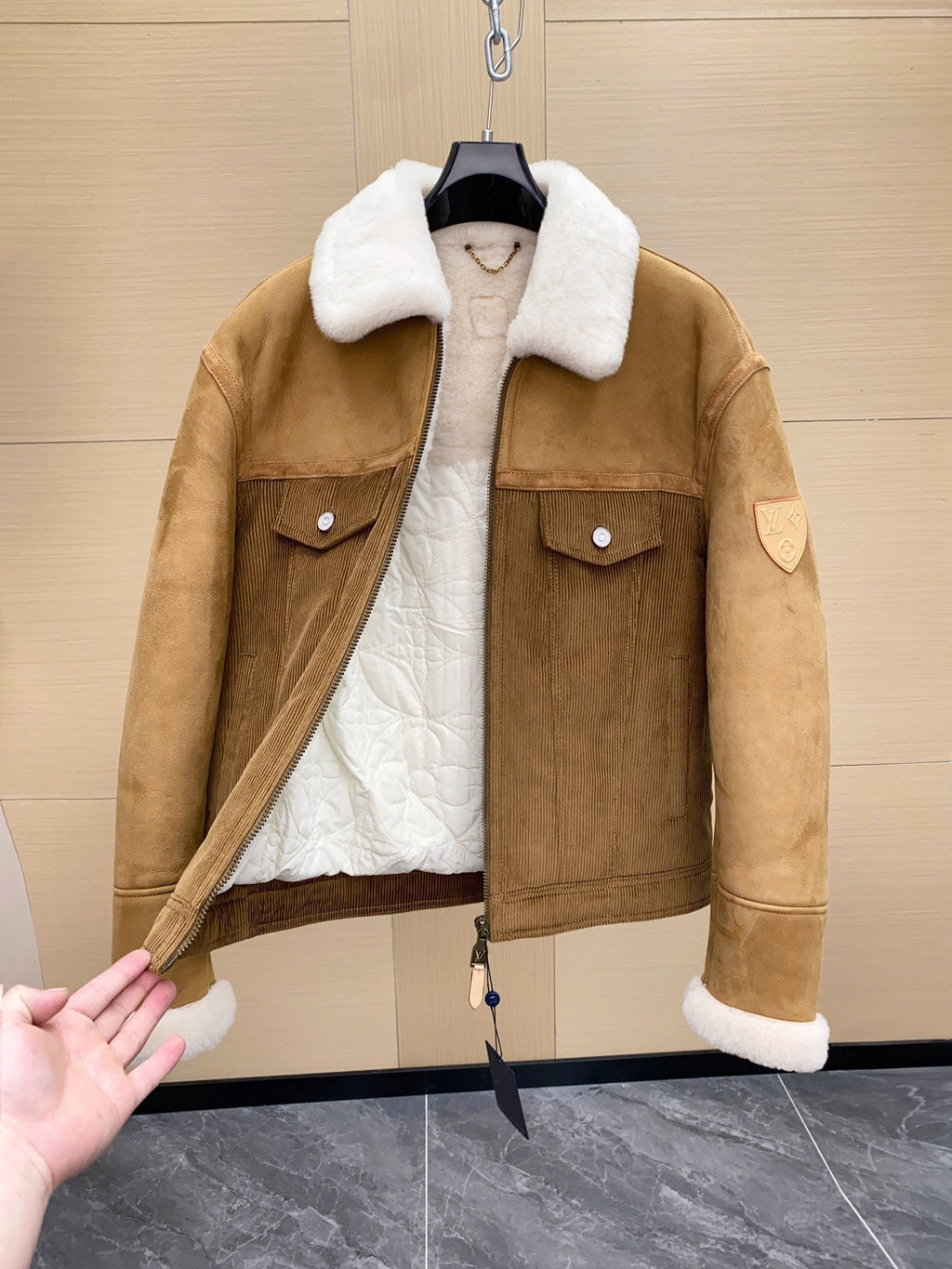 LV Pilot Shearling Jacket Coat lambs wool Men's Unisex