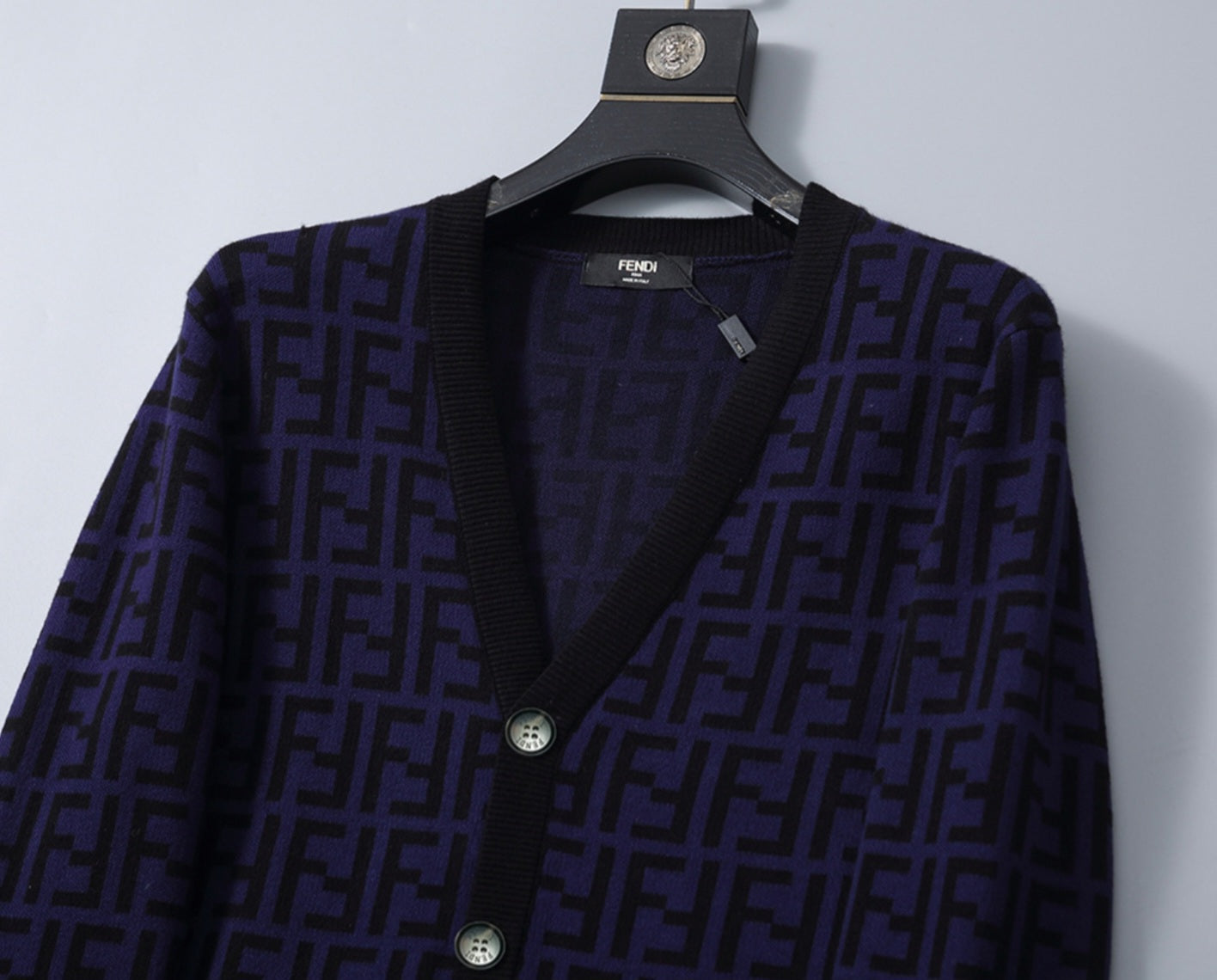 Fendi Cardigan Sweater Purple Black Medium Unisex Men's