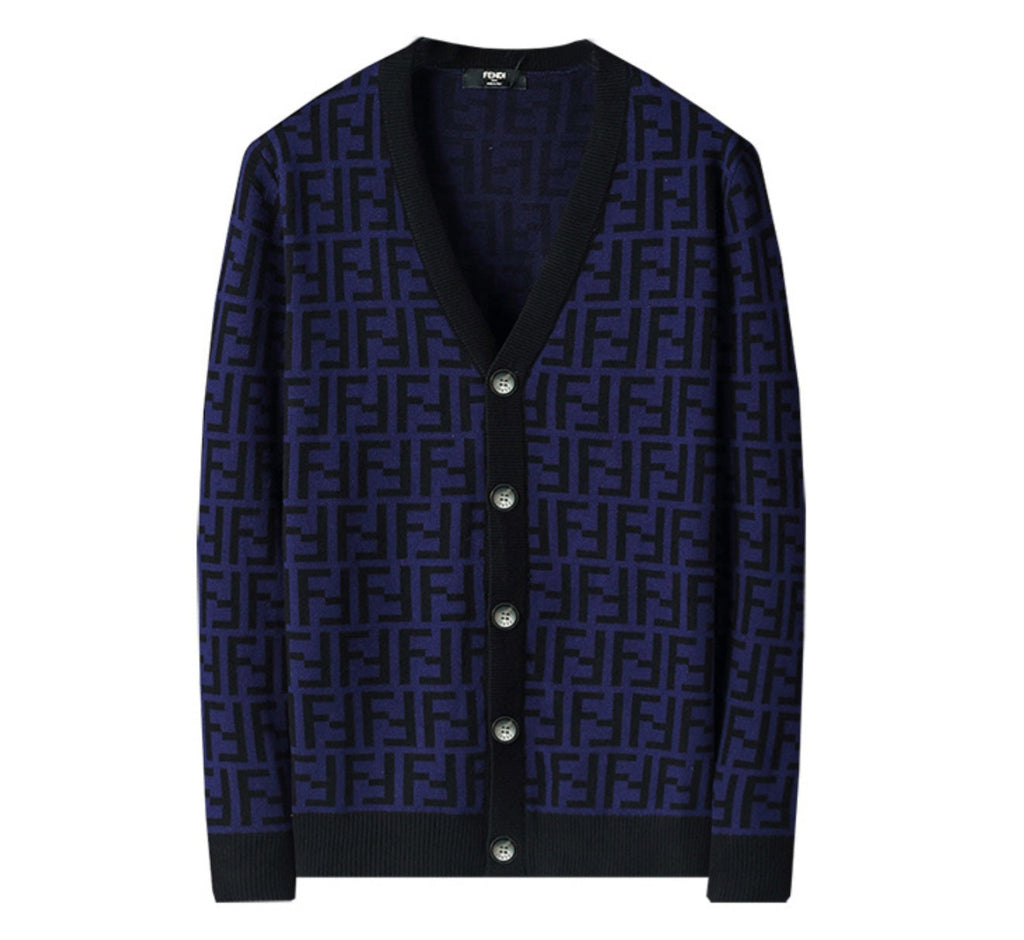 Fendi Cardigan Sweater Purple Black Medium Unisex Men's