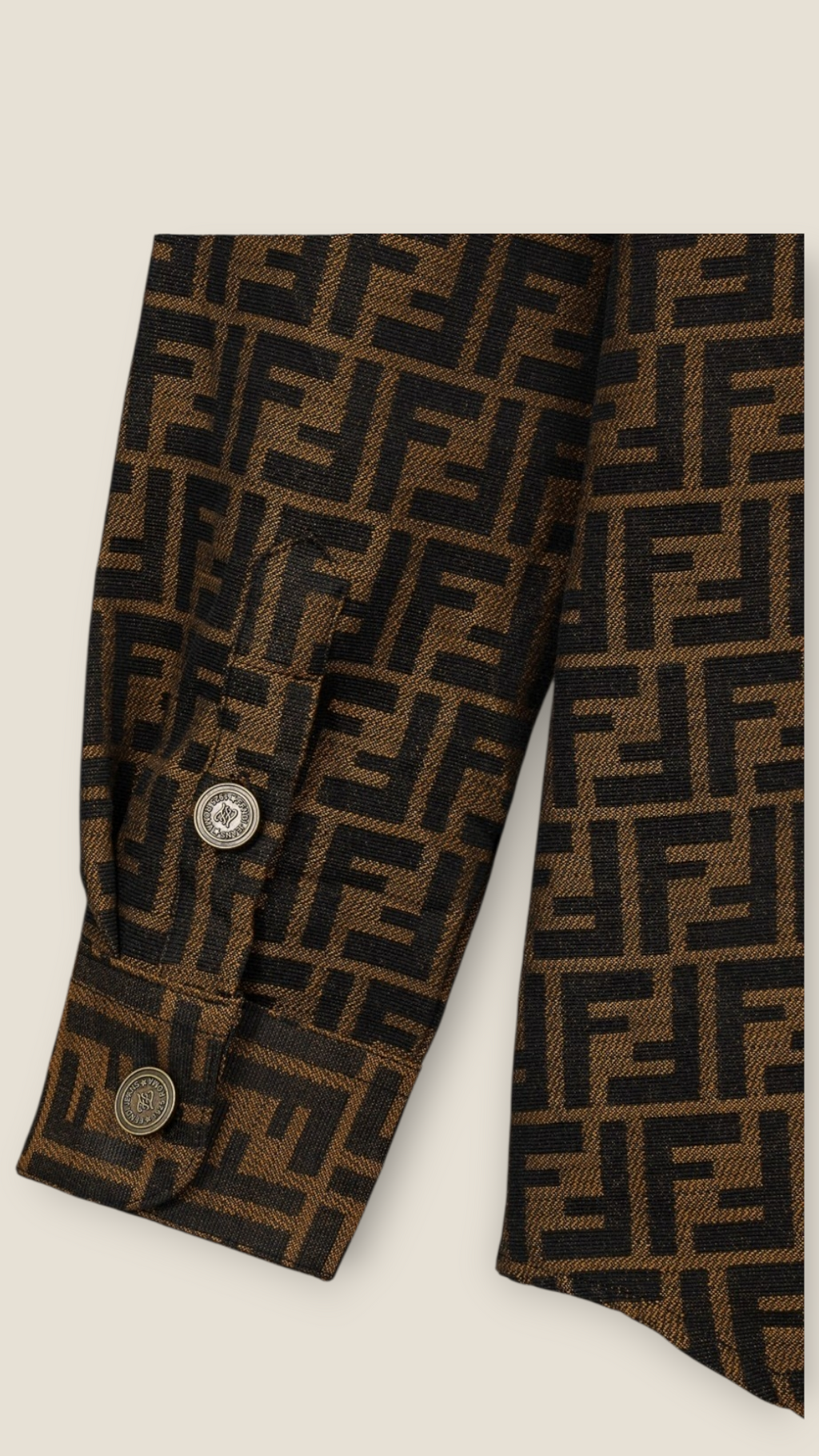 Fendi Long Sleeve Shirt men's M L brown button-up casual