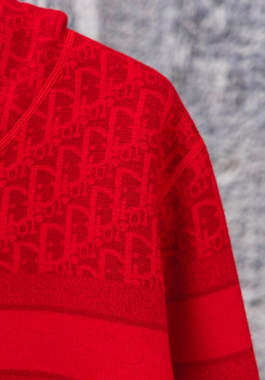 Red Reversible Christian Dior logo zip up hoodie Unisex L men's