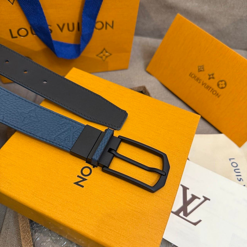 LV belt men's Blue/Black reversible Louis Vuitton 110CM 33-35"