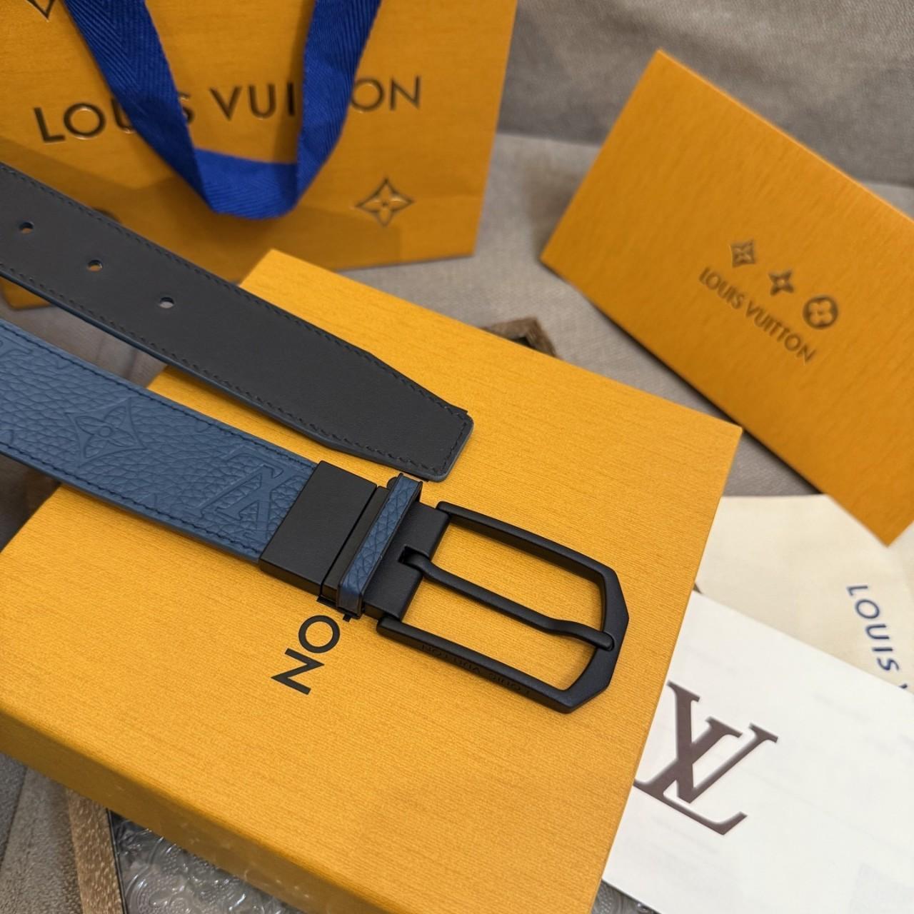 LV belt men's Blue/Black reversible Louis Vuitton 110CM 33-35"