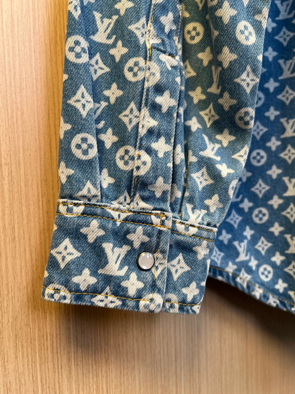 LV All-Over Monogram Denim Shirt Jacket Louis Vuitton men's blue logo