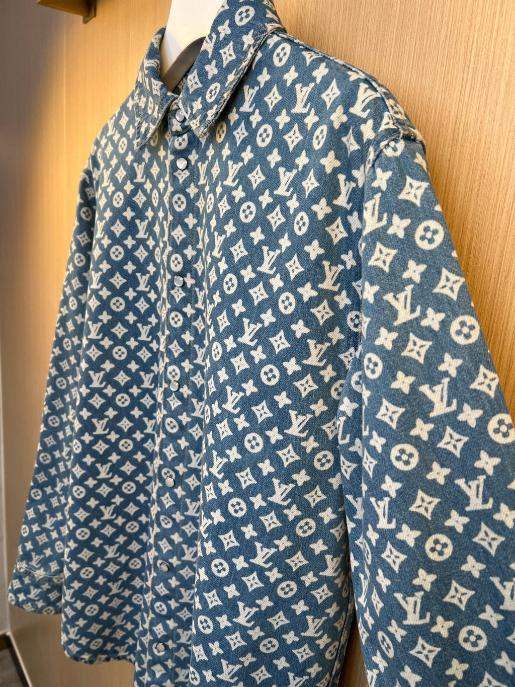 LV All-Over Monogram Denim Shirt Jacket Louis Vuitton men's blue logo