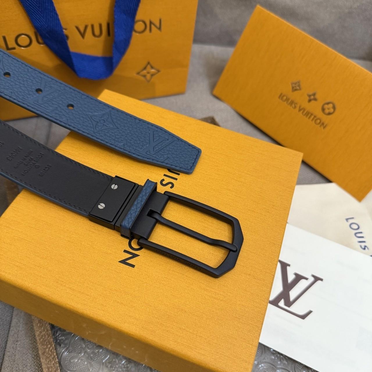 LV belt men's Blue/Black reversible Louis Vuitton 110CM 33-35"