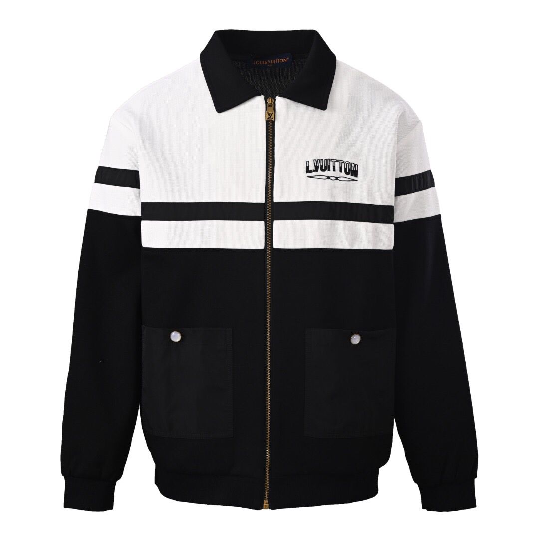 LV tracksuit jacket pants men's black white Size-XL