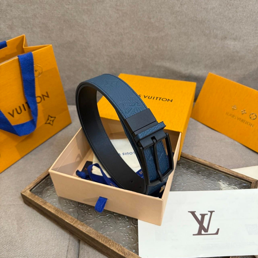 LV belt men's Blue/Black reversible Louis Vuitton 110CM 33-35"