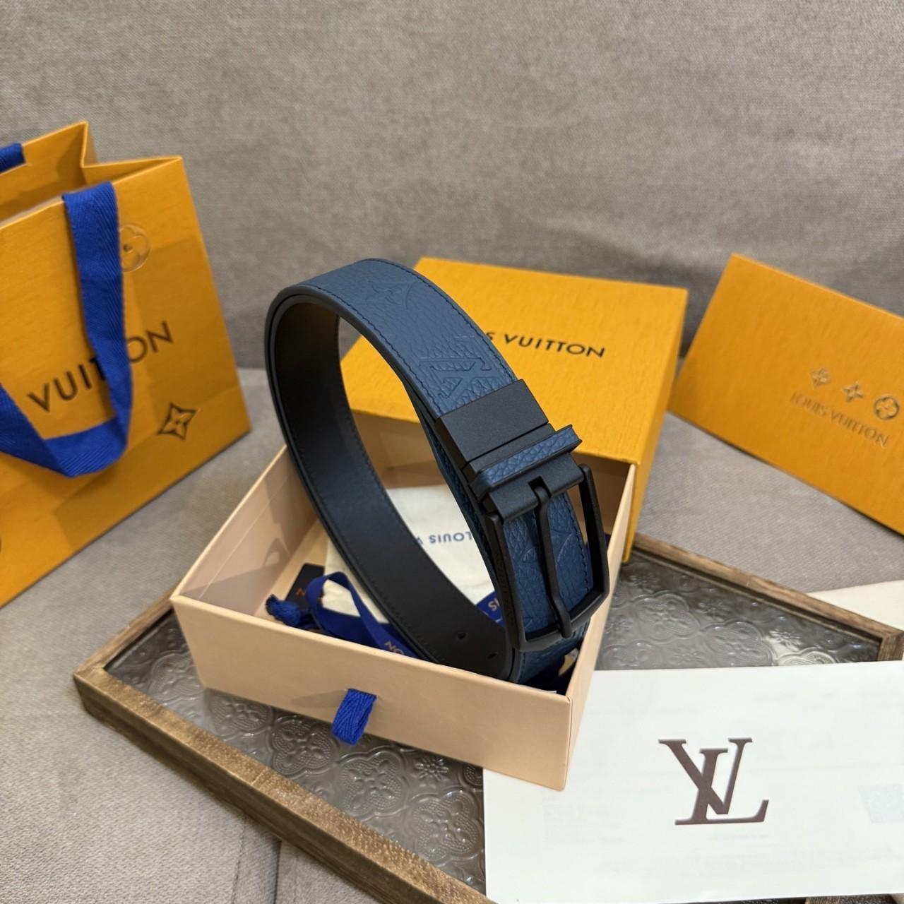 LV belt men's Blue/Black reversible Louis Vuitton 110CM 33-35"