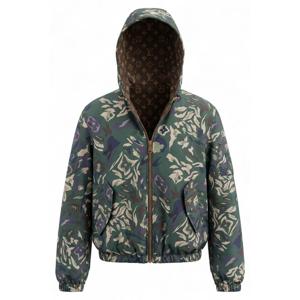 LV/Louis Vuitton Camouflage Monogram Logo Reversible Jacket Men's MED