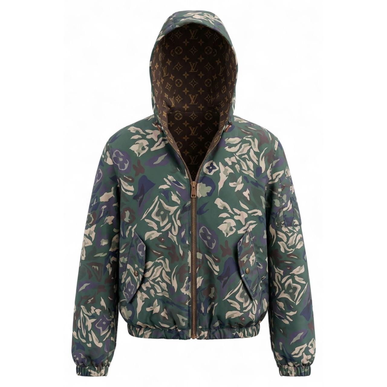 LV/Louis Vuitton Camouflage Monogram Logo Reversible Jacket Men's MED