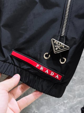 Prada Jacket Unisex Men's Windbreaker coat black