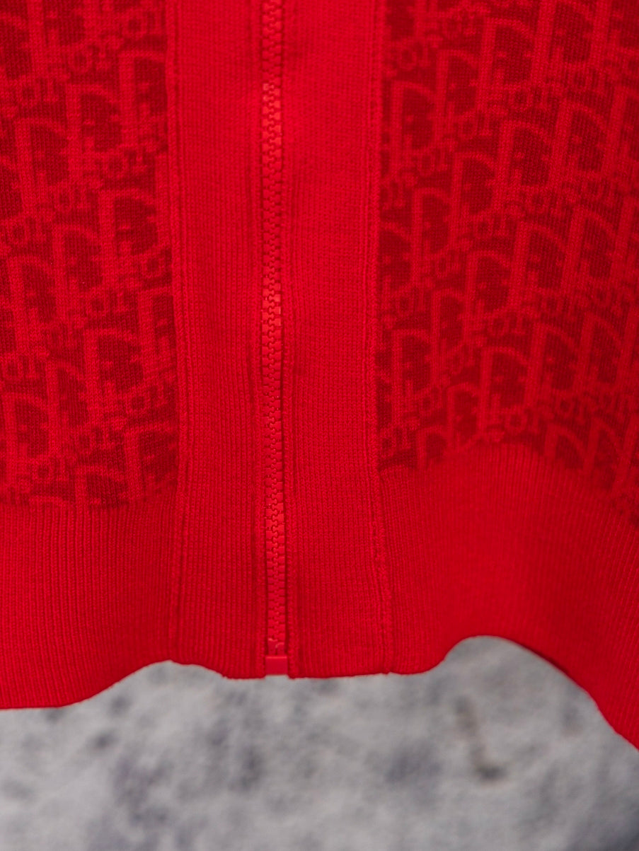 Red Reversible Christian Dior logo zip up hoodie Unisex L men's