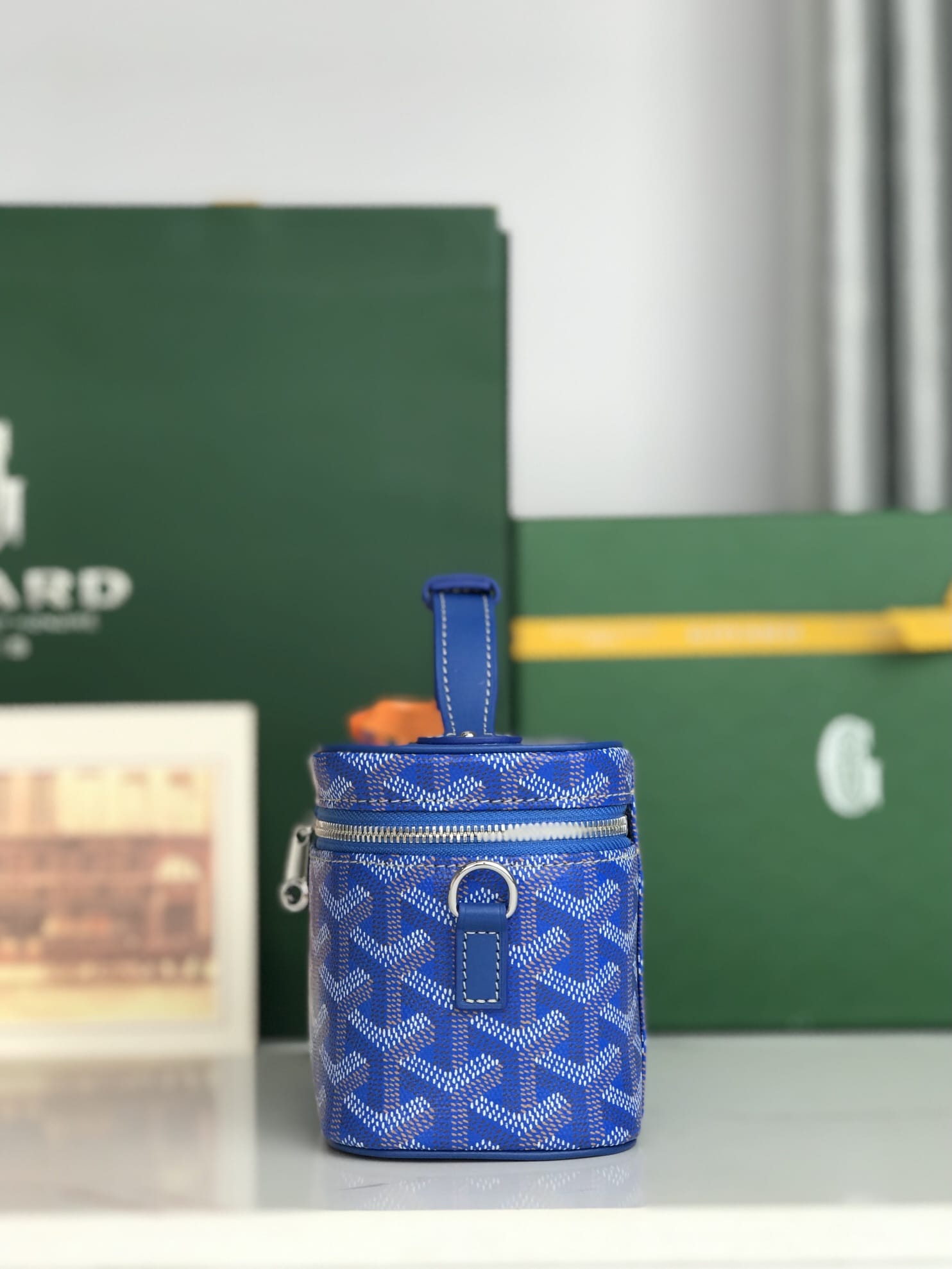 Goyard Cosmetics Bag makeup blue ladies Muse w/shoulder strap