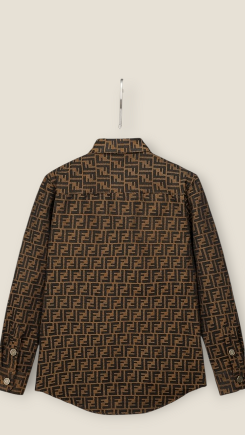 Fendi Long Sleeve Shirt men's M L brown button-up casual