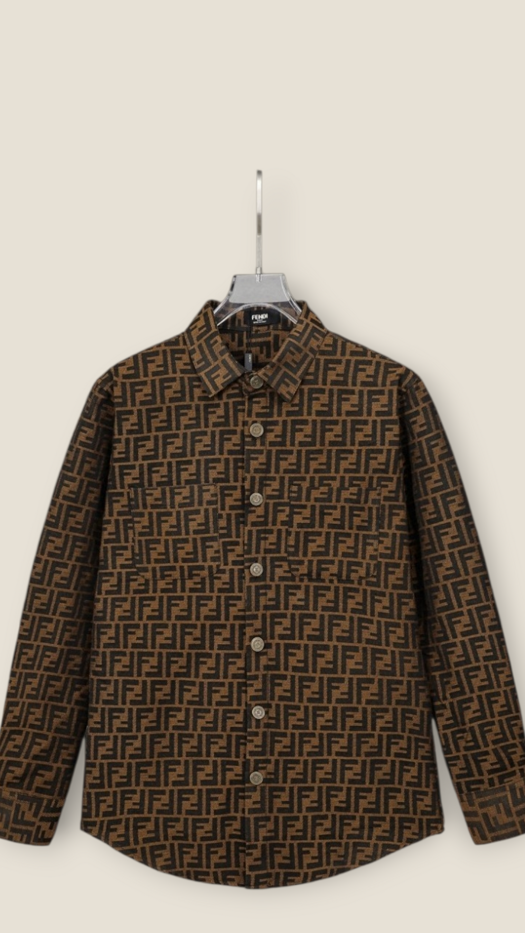 Fendi Long Sleeve Shirt men's M L brown button-up casual
