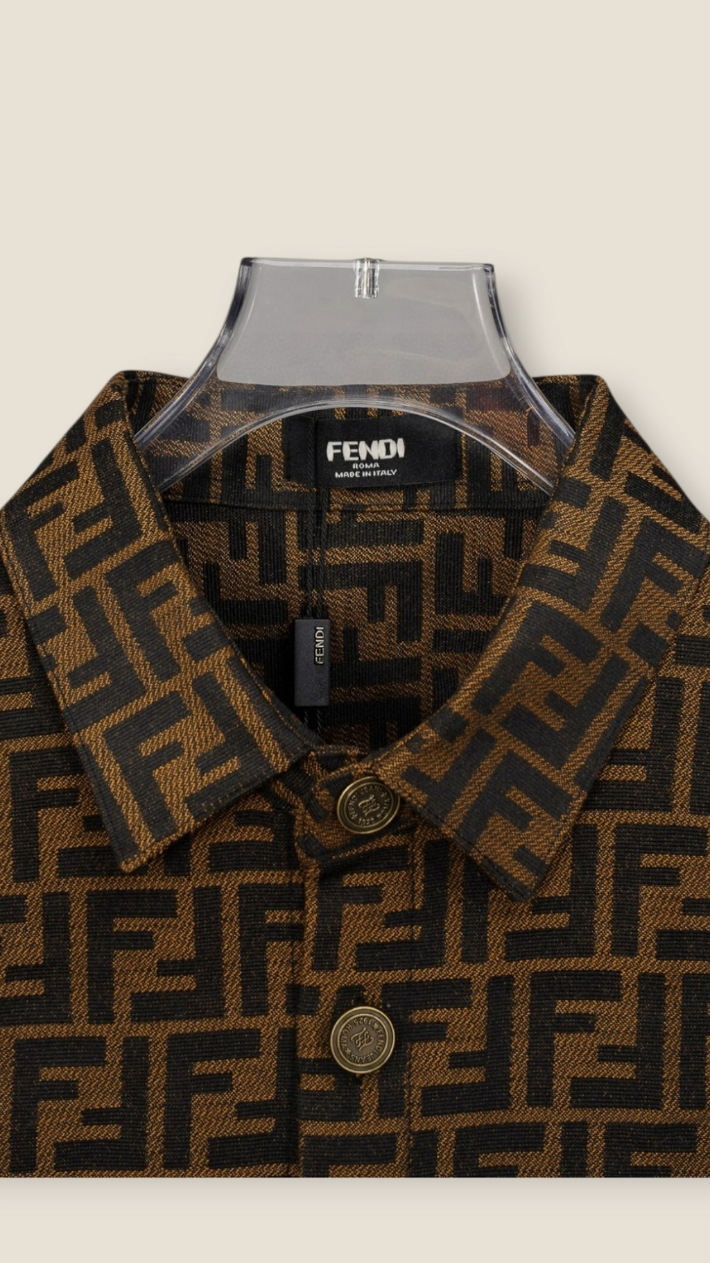 Fendi Long Sleeve Shirt men's M L brown button-up casual