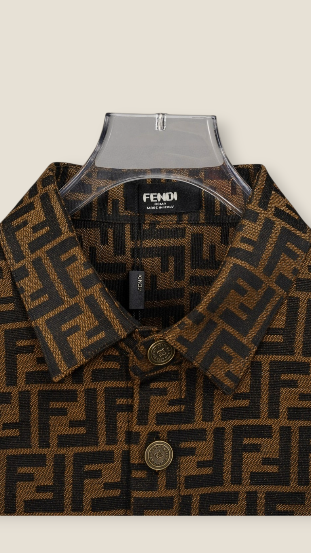 Fendi Long Sleeve Shirt men's M L brown button-up casual
