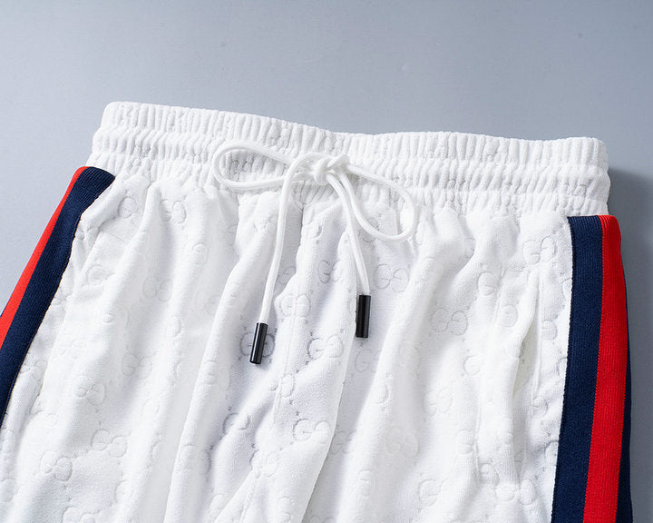 Gucci Shorts men's medium terry GG logo jogger athletic white