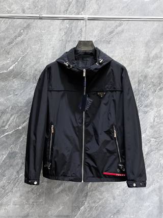 Prada Jacket Unisex Men's Windbreaker coat black