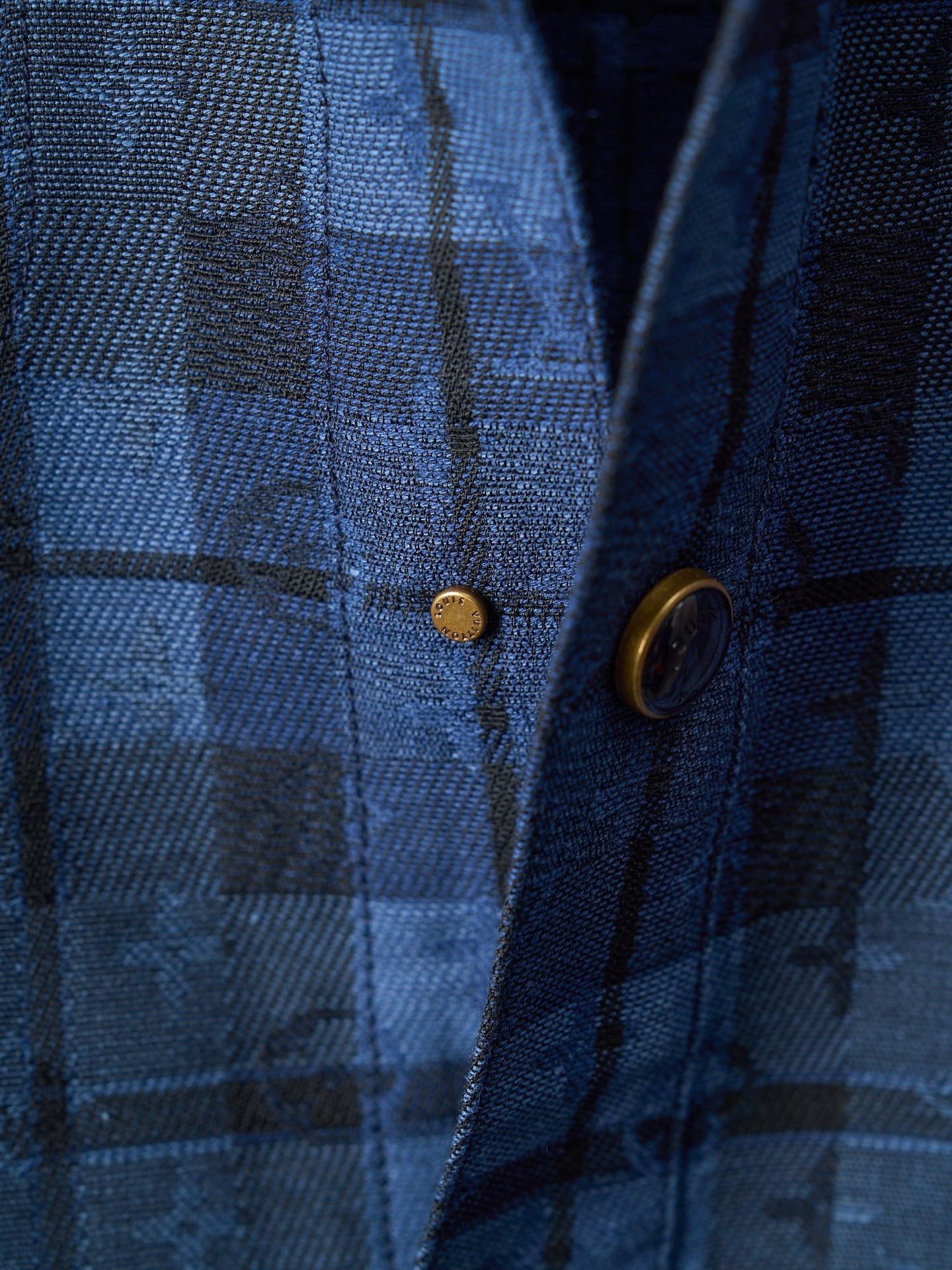 LV Monogram Tartan Denim Overshirt Shacket Jacket Blue Men's M L